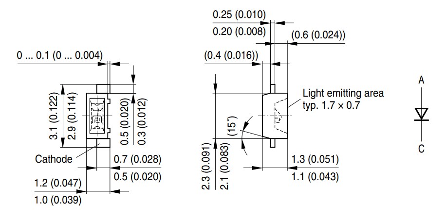 Mechanical Drawing - ams OSRAM Micro SIDELED® 3010 LEDs